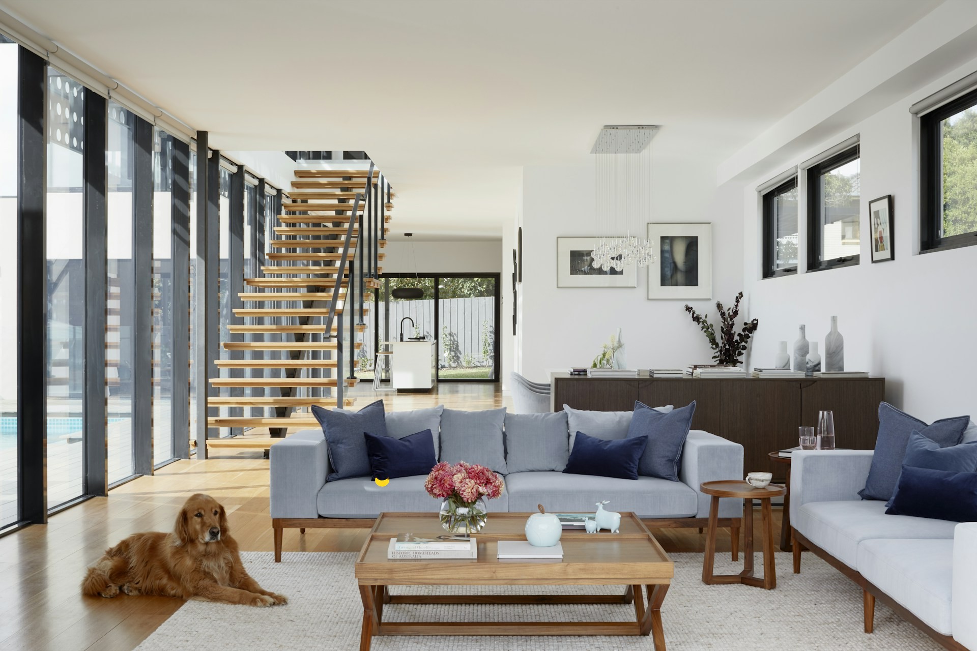 Refined contemporary interior with warm natural materials